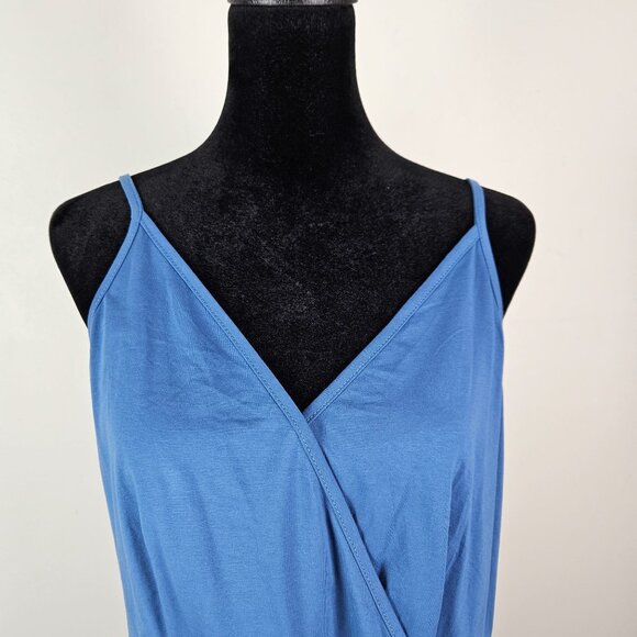 Ultranice Womens XL Blue V-Neck Wrap Flowy Irregular Hem Summer Cocktail Dress - Picture 6 of 12